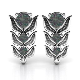 Be-leaves in Nature Earrings in 925 Sterling Silver with Alexandrite