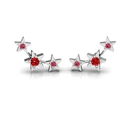 Twinkle Little Stars Earrings in 925 Sterling Silver with Garnet and Red Premium Zirconia