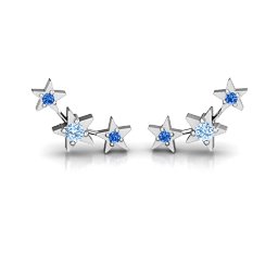 Twinkle Little Stars Earrings in 925 Sterling Silver with Aquamarine and Fancy Blue Premium Zirconia