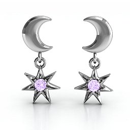 "Lights in the Night" Dangling Earrings in 925 Sterling Silver with Amethyst