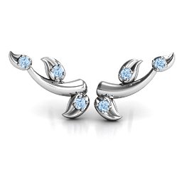 Beyond Be-Leaf Earrings in 925 Sterling Silver with Aquamarine