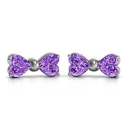 Adorable Bow Earrings in 925 Sterling Silver with Amethyst