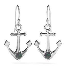 Gemstone Anchor Earrings in 925 Sterling Silver with Alexandrite