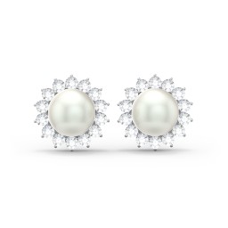 Freshwater Pearl Flower Halo Stud Earrings
