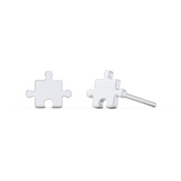 Jigsaw Puzzle Shape Stud Earrings in 925 Sterling Silver