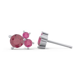 3-Stone Cluster Stud Earrings