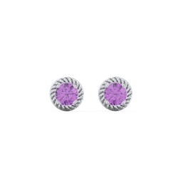 Twisted Rope Birthstone Stud Earrings in 925 Sterling Silver with Amethyst