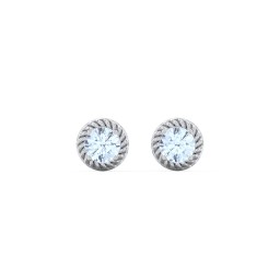 Twisted Rope Birthstone Stud Earrings in 925 Sterling Silver with Aquamarine