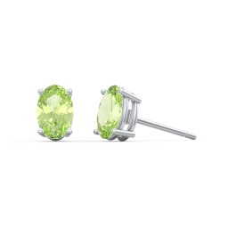 Classic Oval Birthstone Stud Earrings in 925 Sterling Silver