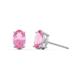 Classic Oval Birthstone Stud Earrings in 925 Sterling Silver