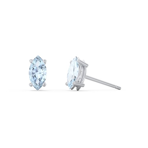 Classic Marquise Cut Stud Earrings – Sterling Silver with Aquamarine