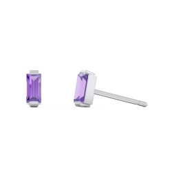 Classic Baguette Cut Stud Earrings in 925 Sterling Silver with Amethyst