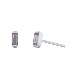 Classic Baguette Cut Stud Earrings in 925 Sterling Silver with Alexandrite
