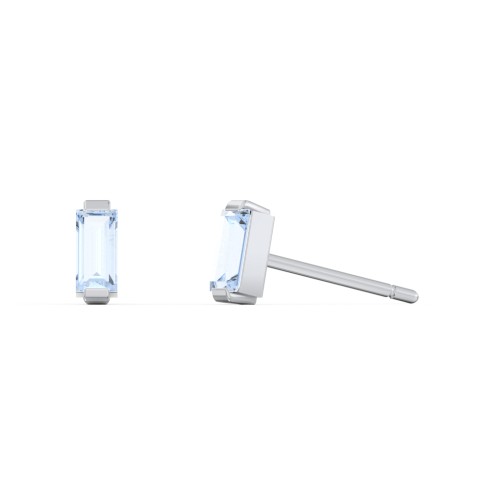 Classic Baguette Cut Stud Earrings – Sterling Silver with Aquamarine