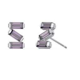 Baguette Scatter Stud Earrings in 925 Sterling Silver with Alexandrite