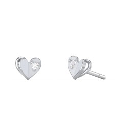 Mini Folded Heart Stud Earrings with Gemstones