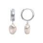Baroque Pearl Drop Domed Huggie Earrings