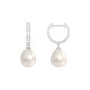 Freshwater Pearl Drop Huggie Earrings with Accents
