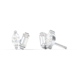 Toi et Moi Marquise and Baguette Gemstone Stud Earrings in 925 Sterling Silver