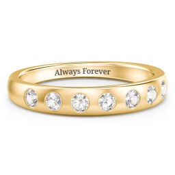 Flush Set Gemstone Belt Ring in 10K Solid Yellow Gold