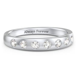 Flush Set Gemstone Belt Ring in 925 Sterling Silver