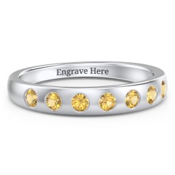 Flush Set Gemstone Belt Ring in 925 Sterling Silver