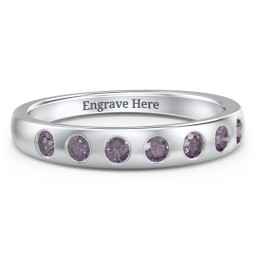 Flush Set Gemstone Belt Ring in 925 Sterling Silver