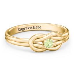 Birthstone Love Knot Ring in 18K Gold Plated Silver