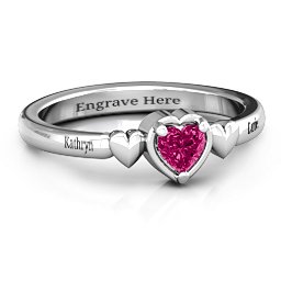 Triple Heart Ring in 10K Solid White Gold