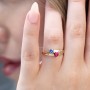 Double Heart Gemstone Ring with Accents
