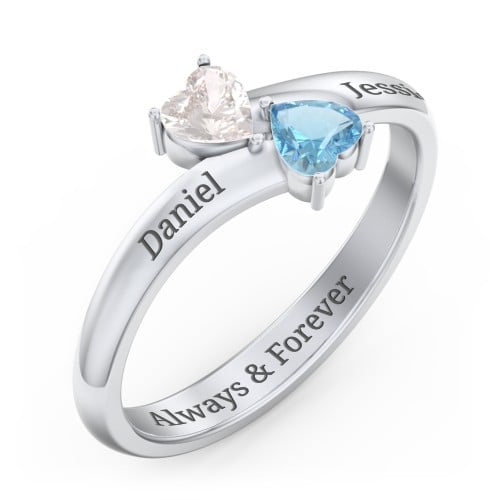 Inverted Twin Heart Ring