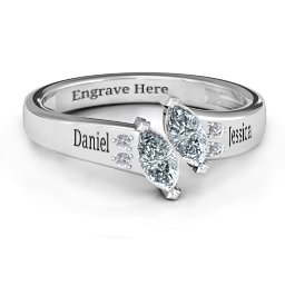 Twin Marquises and Accent Ring in 925 Sterling Silver