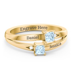 Two Stone Split Band Ring with Accents