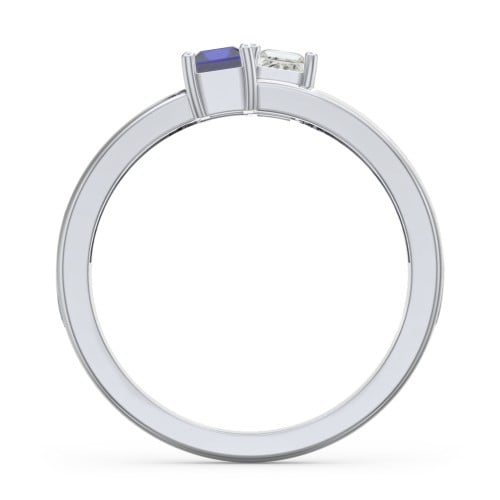 Two Stone Split Band Ring with Accents