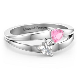Twin Hearts Ring in 925 Sterling Silver
