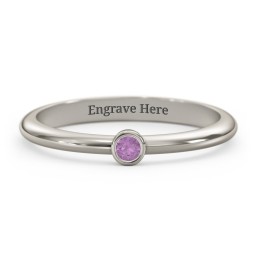 Classic Bezel Set Ring in 10K Solid White Gold