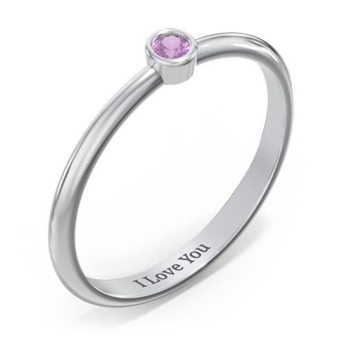 Classic Bezel Set Ring – Sterling Silver with Amethyst