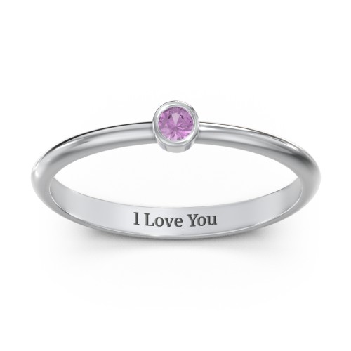 Classic Bezel Set Ring – Sterling Silver with Amethyst