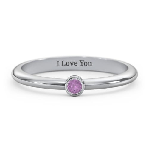 Classic Bezel Set Ring – Sterling Silver with Amethyst