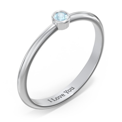 Classic Bezel Set Ring – Sterling Silver with Blue Topaz