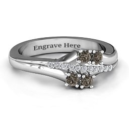 Four Stone Ring with Accents in 925 Sterling Silver