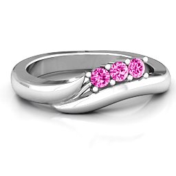 Three Stone Single Bypass Ring