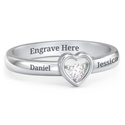 Solitaire Heart Ring in 925 Sterling Silver