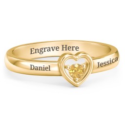 Solitaire Heart Ring in 18K Gold Plated Silver with Citrine