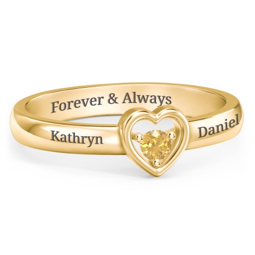 Solitaire Heart Ring – 18K Gold Plated Silver with Citrine