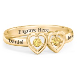 Kissing Hearts Ring in 18K Gold Plated Silver