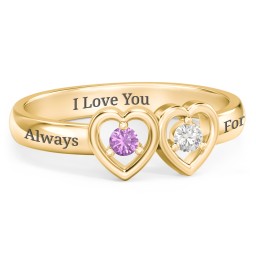 Kissing Hearts Ring in 18K Gold Plated Silver