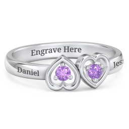 Inverted Kissing Hearts Ring