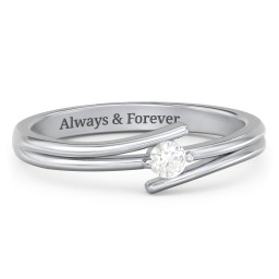 Double Line Bypass Ring in 925 Sterling Silver