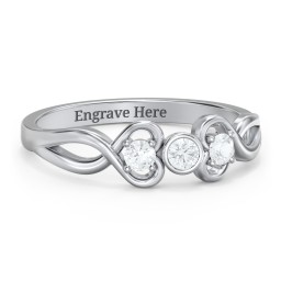 Twin Hearts with Center Bezel Ring